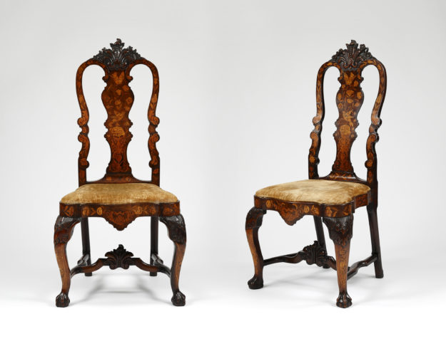 Pair of 18th century Dutch marquetry chairs