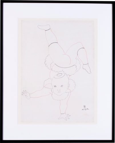 (Léonard) Tsuguharu FOUJITA (Japanese, 1886-1968) Baby acrobat; and Baby walking both signed `Foujita’ (lower right), and both signed in Japanese red and black ink on paper 20 x 15 in. (50.8 x 36.8 cm.) a pair Provenance: The Estate of Tatsuo Kameda, Toronto.